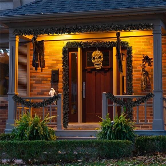 2 Pack Halloween Black Fall Maple Leaf Garland - 5.8 Feet Artificial - Picture 2 of 7